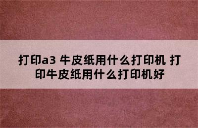 打印a3+牛皮纸用什么打印机 打印牛皮纸用什么打印机好